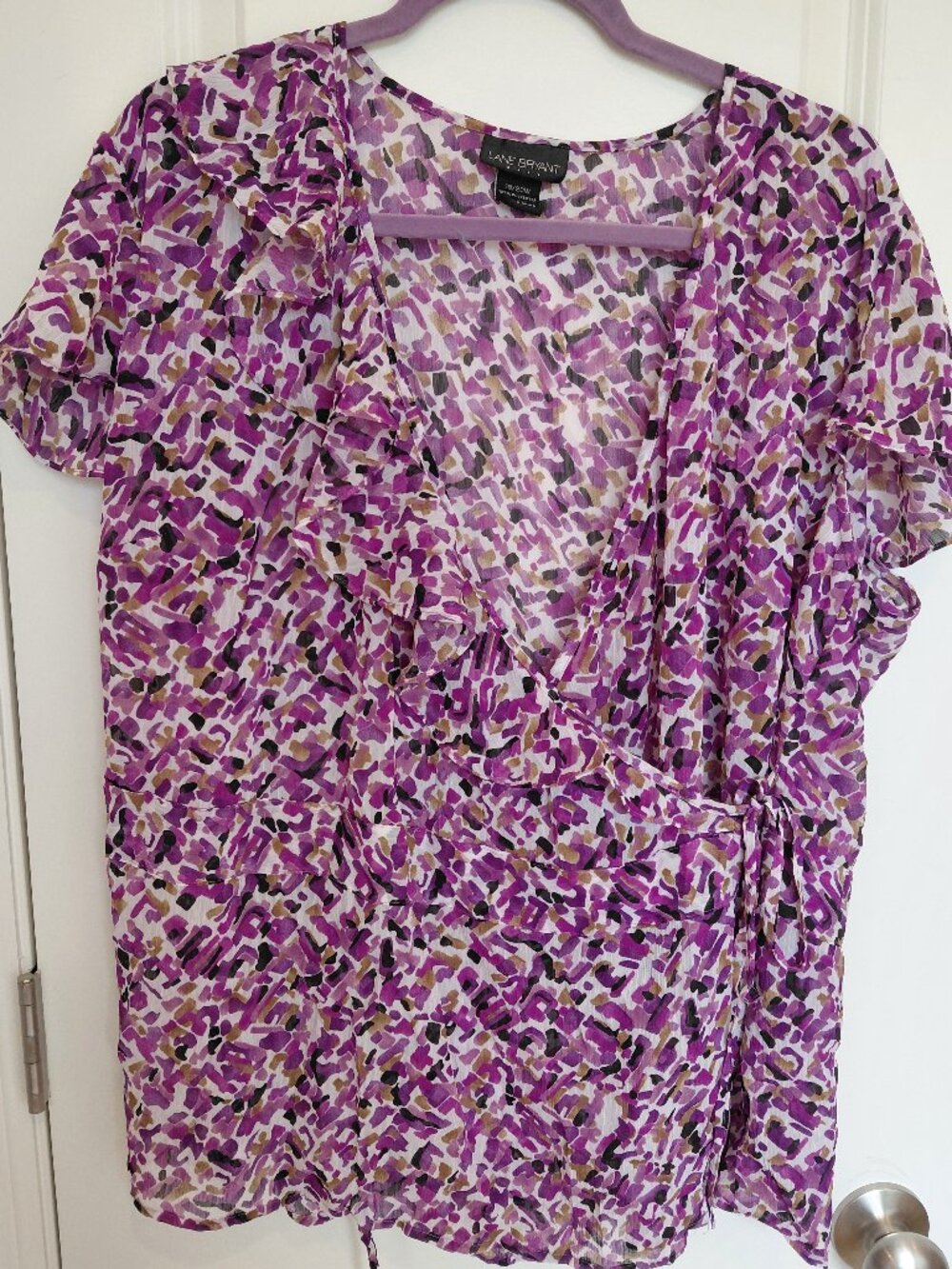 Lane Bryant Purple Dotted Graphic Blouse